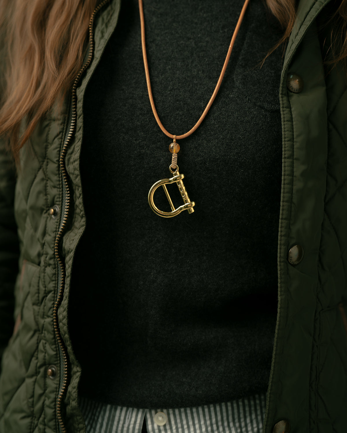MARCH&RALLY THE HORSESHOE BUCKLE LONG ADJUSTABLE NECKLACE GLINT LOCK