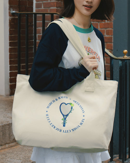 MARCH&RALLY Living THE DAILY COTTON CANVAS TOTE NYC RACKET CLUB