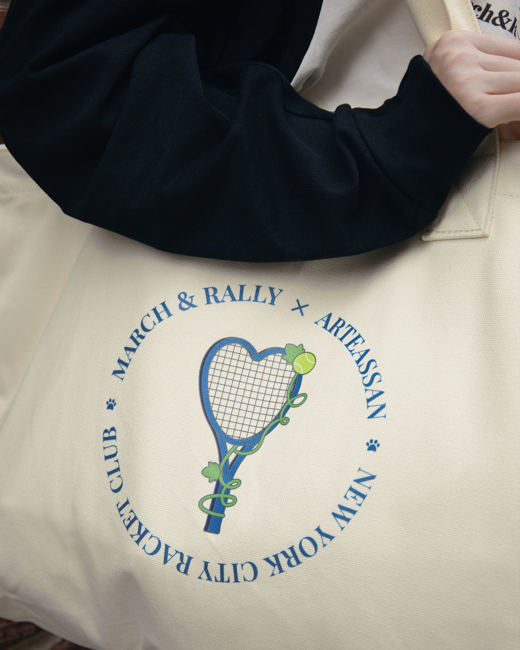 MARCH&RALLY Living THE DAILY COTTON CANVAS TOTE NYC RACKET CLUB
