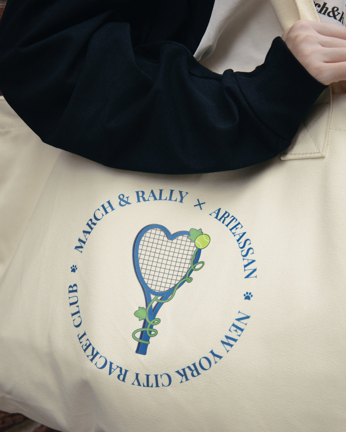 MARCH&RALLY Living THE DAILY COTTON CANVAS TOTE NYC RACKET CLUB